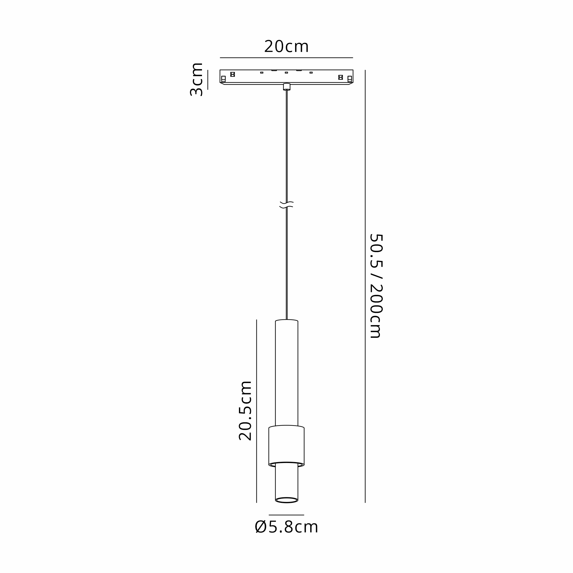 M8445  Magneto Track 200mm Tube Pendant, 7W LED, 3000K, 560lm, Black/Gold,